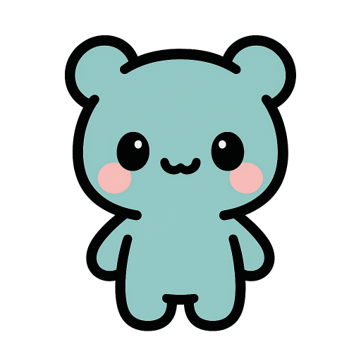 青黑配色簡約Kawaii吉祥物