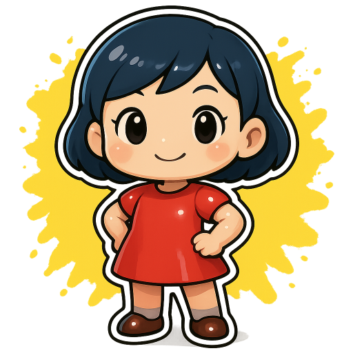 光澤玩具風俏皮叉腰少女